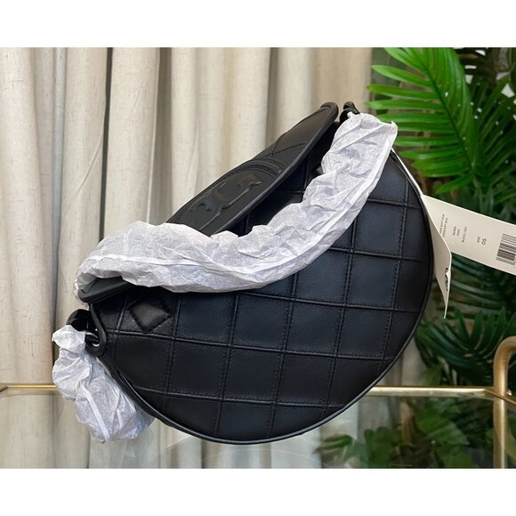 ✺ NWT!  Authentic Tory Burch Black Leather Cresent Fleming Handbag - Picture 7 of 14